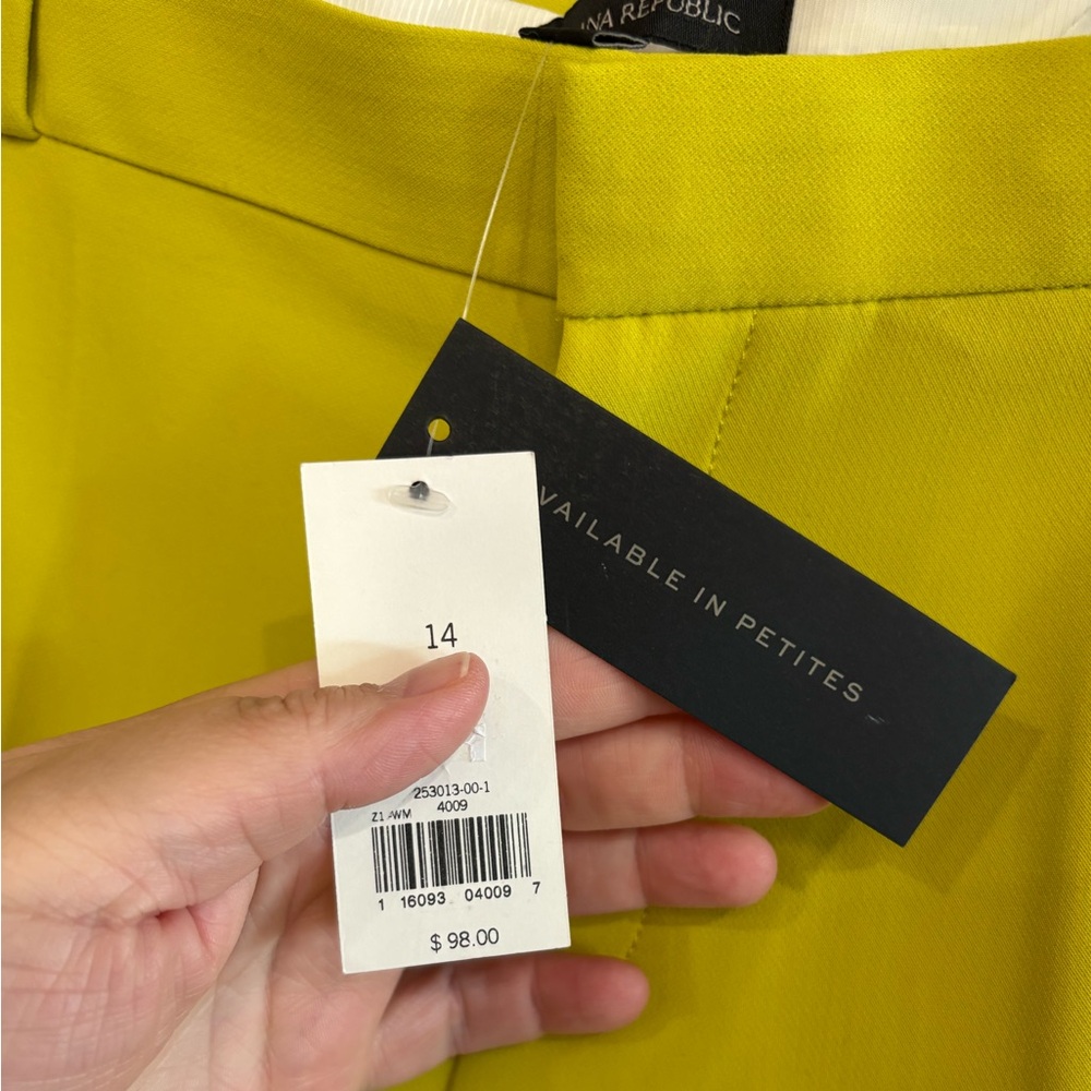 Banana Republic  Logan Midrise trousers in Chartreuse size 14 NWT - Picture 9 of 12